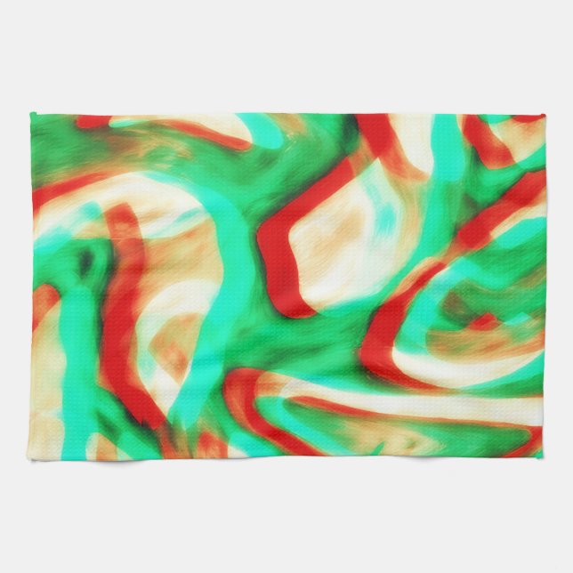 Linge De Cuisine Tissu de cuisine en tons tropicaux Art abstrait (Horizontal)