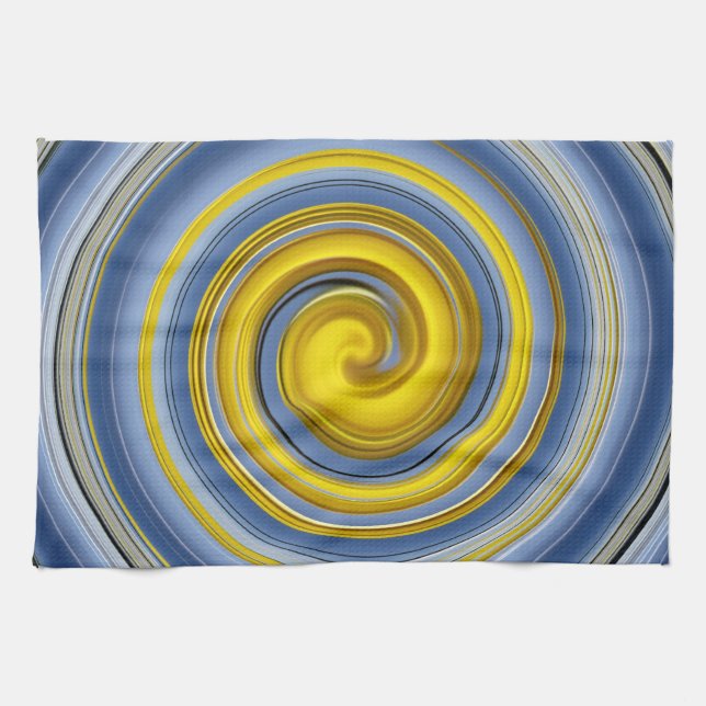 Linge De Cuisine Tissu de cuisine spirale jaune-bleu (Horizontal)