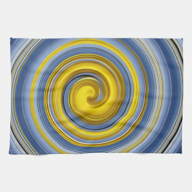 Linge De Cuisine Tissu de cuisine spirale jaune-bleu (Horizontal)