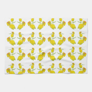 Linge De Cuisine Tissu rose jaune.