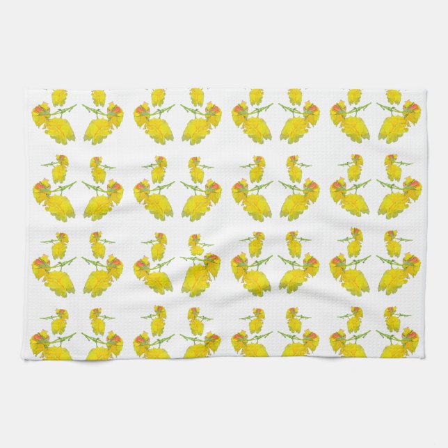 Linge De Cuisine Tissu rose jaune. (Horizontal)
