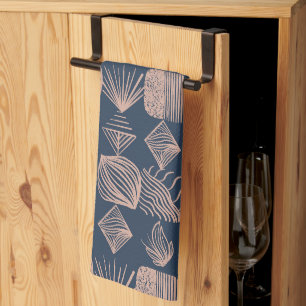 Linge De Cuisine Tissu Tribal des Caraïbes audacieux : bleu marine,