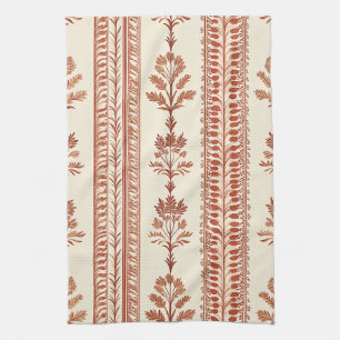 Linge De Cuisine Tissu vintage en terre cuite à motif toile botaniq
