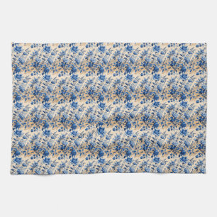 Linge De Cuisine Tissu vintage Toile de Jouy France Fleurs bleues