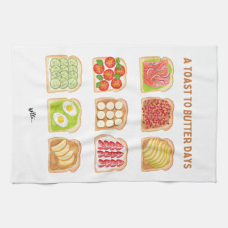 Linge De Cuisine Toasts Aquarelle - Un Toast Au Beurre
