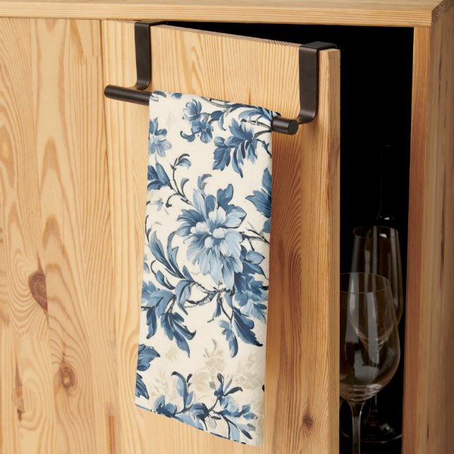 Linge De Cuisine Toile Bleue Pays Français (Pliage en tiers)