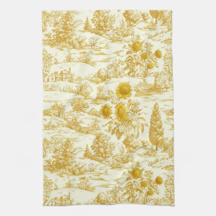 Linge De Cuisine Toile de campagne au tournesol rustique dans des t
