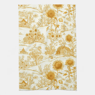 Linge De Cuisine Toile de campagne Tournesol Vintage Jaune