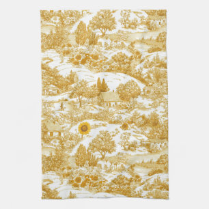Linge De Cuisine Toile de campagne Tournesol Vintage Jaune (8)