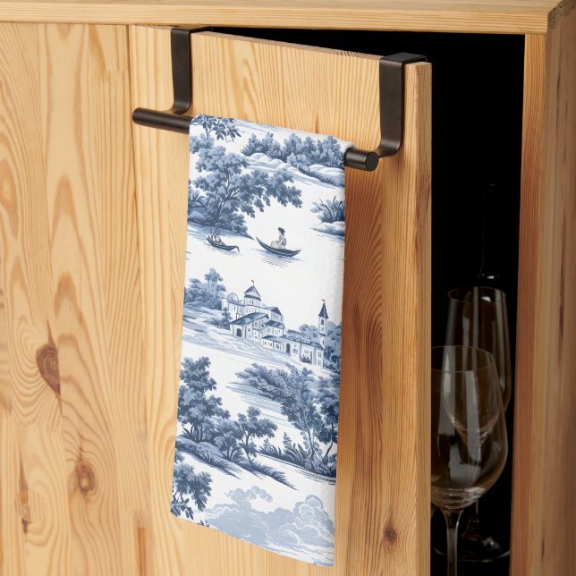 Linge De Cuisine Toile de jouy, porcelaine bleue, porcelaine, saule (Pliage en tiers)