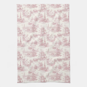 Linge De Cuisine Toile de Jouy Romantique Rose Motif Campagne (3)