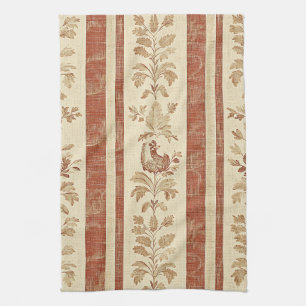 Linge De Cuisine Toile de Jouy vintage à motif floral rayé avec pou