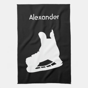 Linge De Cuisine Toile de raie de hockey sur glace noir blanc