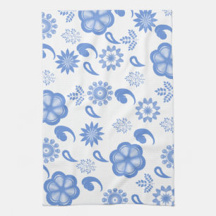 Linge De Cuisine Toile Floral Bleu