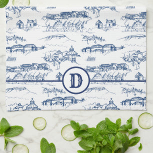 Linge De Cuisine Toile Monogram Chattanooga Bleu
