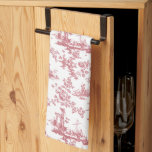 Linge De Cuisine Toile vintage Florale de Jouy-Pink<br><div class="desc">Belle toile de jouy sans soudure motif adaptée d'un modèle anglais gravé par John Munns vers 1770 avec ruines classiques,  port maritime,  berger et guirlandes florales. Rose sur arrière - plan blanc.</div>