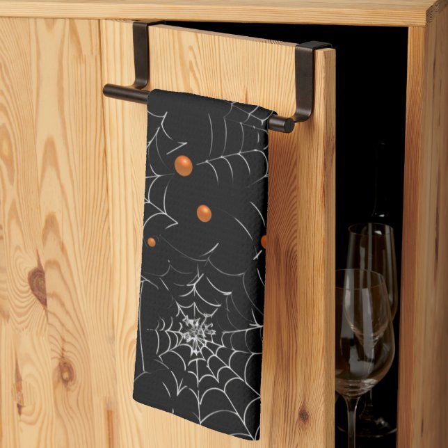 Linge De Cuisine Toiles d'araignées et points modernes Halloween no (Pliage en tiers)