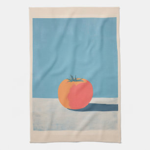Linge De Cuisine Tomate gras sur Art minimaliste bleu
