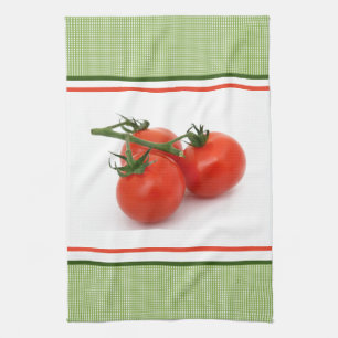 Linge De Cuisine Tomates fraîches mûres sur la cuisine verte