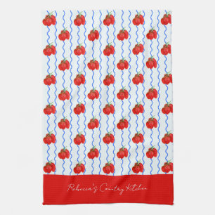 Linge De Cuisine Tomates italiennes rouges avec des rayures bleues