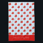 Linge De Cuisine Tomates Plum Italiennes Rouges avec Bleues Bleues<br><div class="desc">Tomates de prune italiennes peintes à la main et rayures ondulées dans une palette méditerranéenne fraîche,  parfait pour votre cuisine de ferme</div>