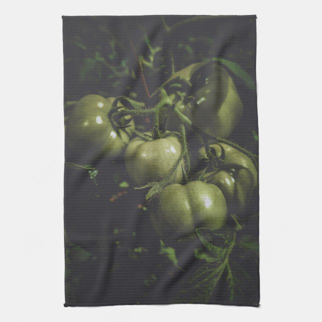 Linge De Cuisine Tomates Vertes Maussades De la Ferme à la Table Ru (Vertical)