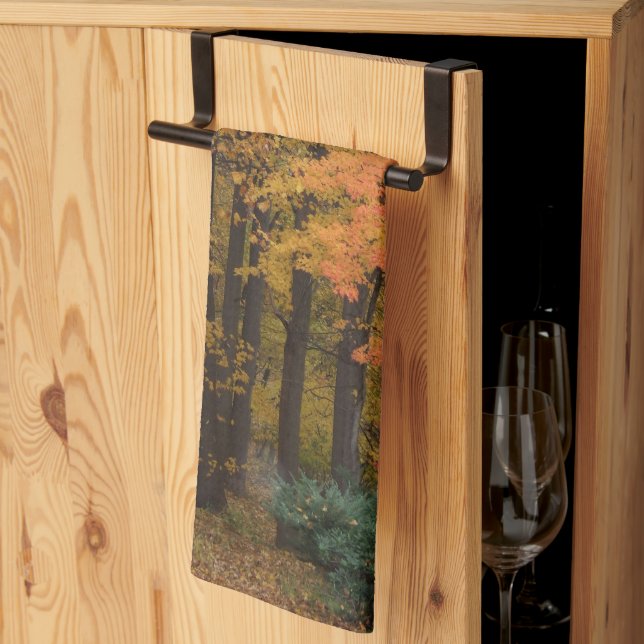 Linge De Cuisine Tombe Feuilles Tulipes peupliers (Pliage en tiers)