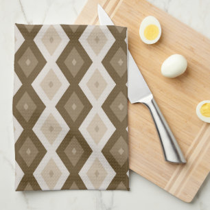 Linge De Cuisine Tons de motif diamant brun