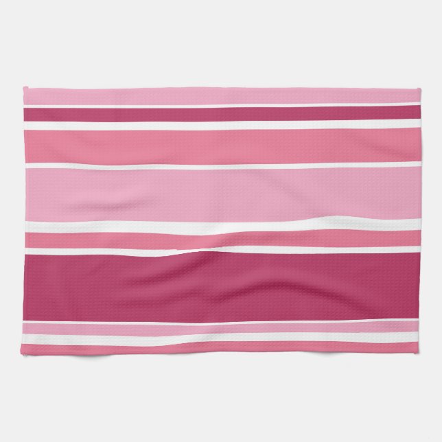 Linge De Cuisine Tons de rayures roses (Horizontal)