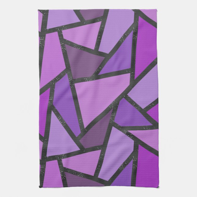 Linge De Cuisine Tons de vitrail violet motif (Vertical)