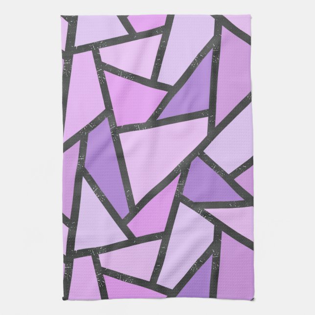 Linge De Cuisine Tons du motif en vitrail lilas (Vertical)