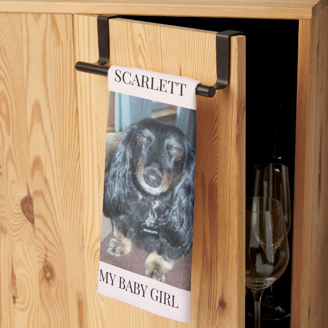 Linge De Cuisine Top Paw Prints with Pet Photo & Names Layout (Pliage en tiers)