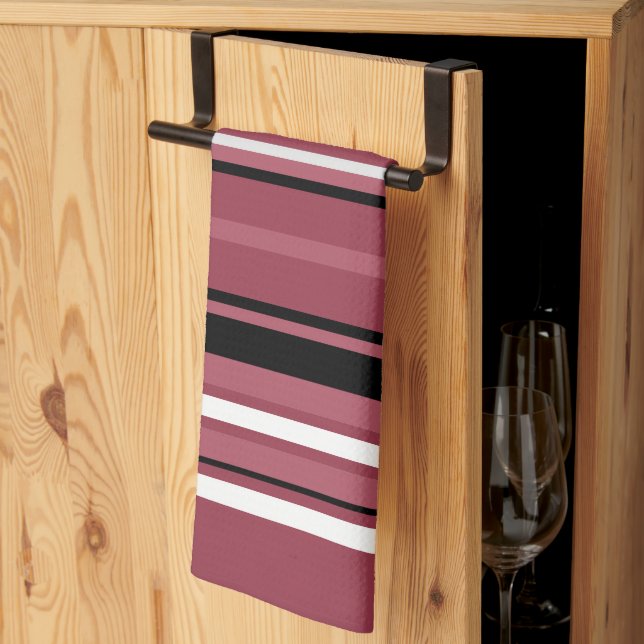 Linge De Cuisine Topaz fumé et rayures noires (Pliage en tiers)