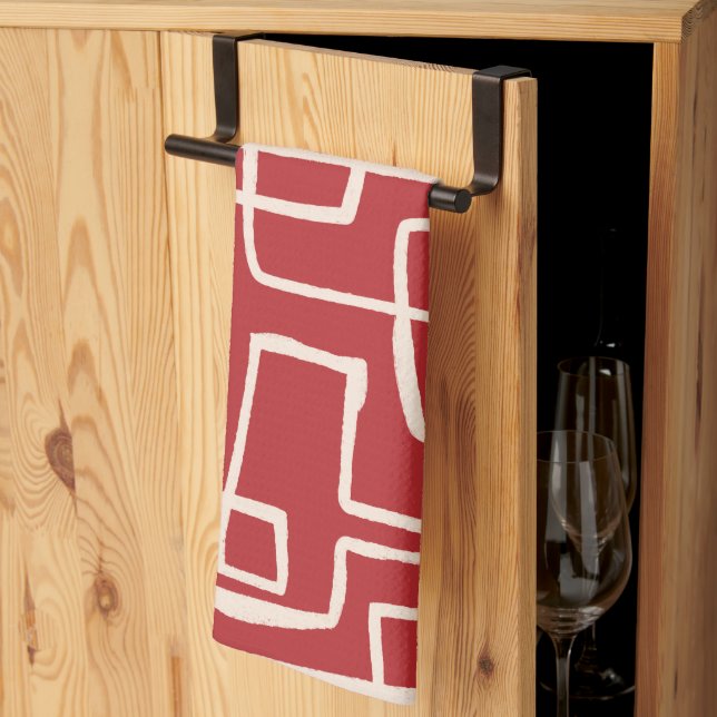 Linge De Cuisine Torse & Tourne Rouge Blanc (Pliage en tiers)