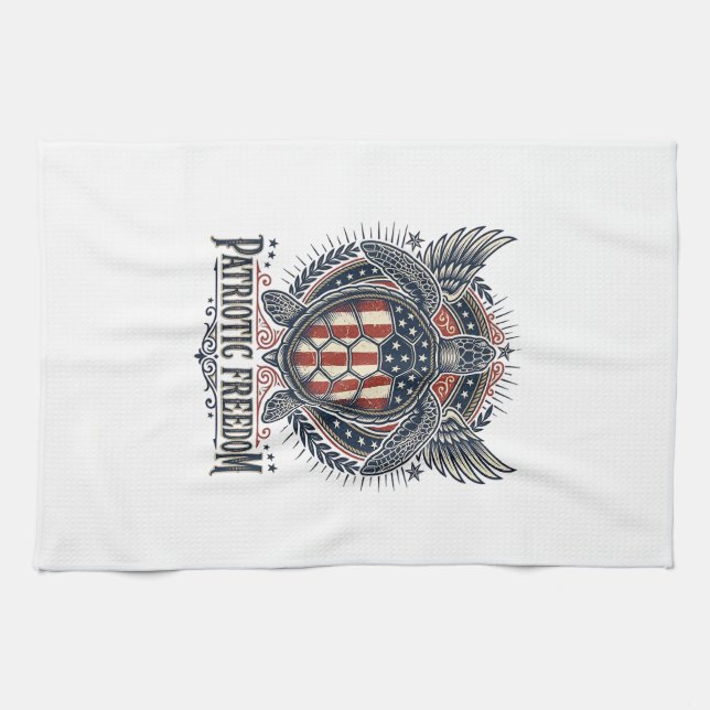 Linge De Cuisine Tortue de mer patriotique (Horizontal)