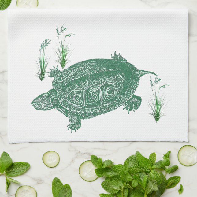 Linge De Cuisine Tortue marine verte (Plié)