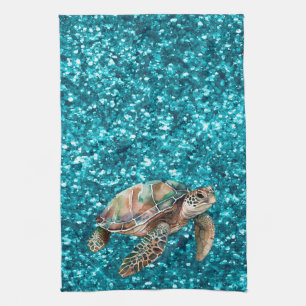 Linge De Cuisine Tortue verte turquoise