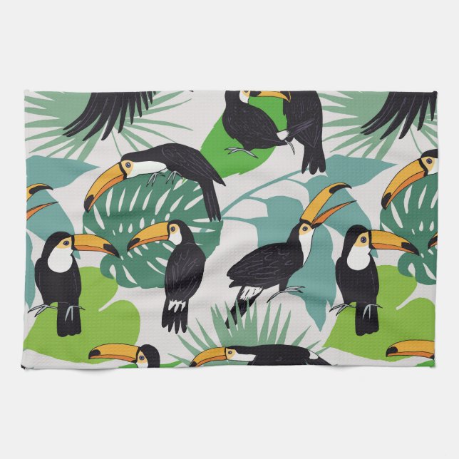 Linge De Cuisine Toucan Bird : Palm Feuille Motif (Horizontal)