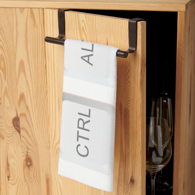Linge De Cuisine Touches CTRL ALT DEL de SlipperyJoe trois blanches (Pliage en tiers)