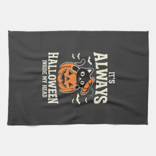 Linge De Cuisine Toujours design de chat noir Halloween pumpkin