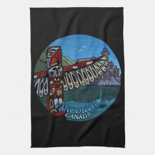Linge De Cuisine Tour Canada Totem natif Pole Vancouver Tea Towel