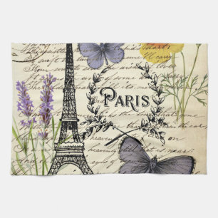 Linge De Cuisine tour eiffel de paris, papillon rustique vintage