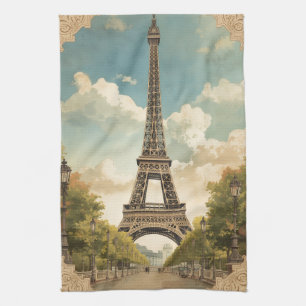 Linge De Cuisine Tour Eiffel Paris Voyage Style Rétro Art Vintage