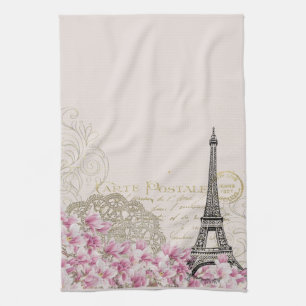 Linge De Cuisine Tour Eiffel Vintage Paris Lilac