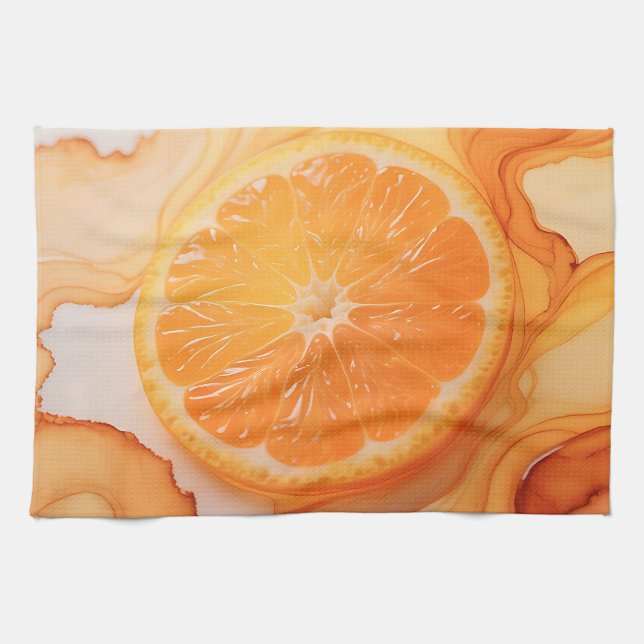 Linge De Cuisine Tourbillon Citron Tranche d'Orange (Horizontal)