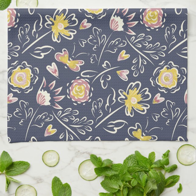 Linge De Cuisine Tourbillon floral (Plié)