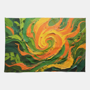 Linge De Cuisine Tourbillon vert orange vibrant