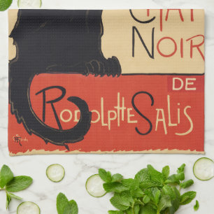 Linge De Cuisine Tournée du Chat Noir Vintage Black Cat Art Nouveau