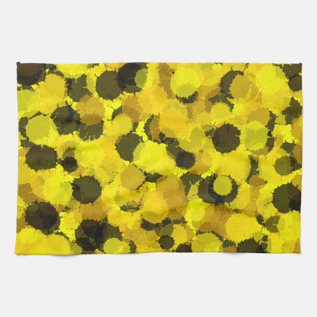 Linge De Cuisine Tournesol abstrait jaune motif nature moderne (Horizontal)