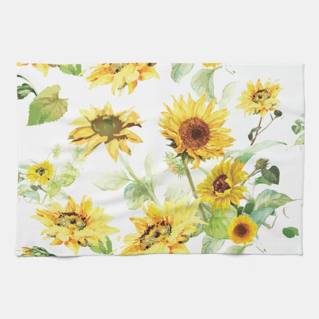Linge De Cuisine Tournesol aquarelle (Horizontal)